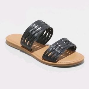 Women's Addie Two Band Slide Sandals - Universal Thread" Black